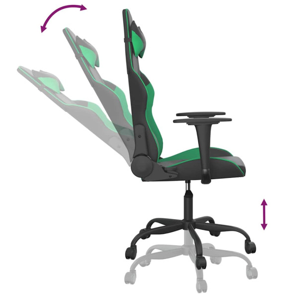 Fotel Gamingowy z Ekoskóry Ergonomiczny Czarno-Zielony do Biurka dla Gracza, 9442187
