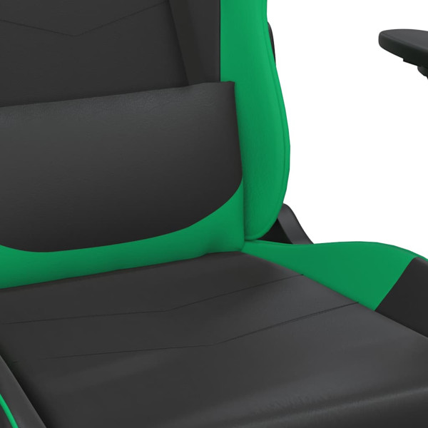 Fotel Gamingowy z Ekoskóry Ergonomiczny Czarno-Zielony do Biurka dla Gracza, 9442189