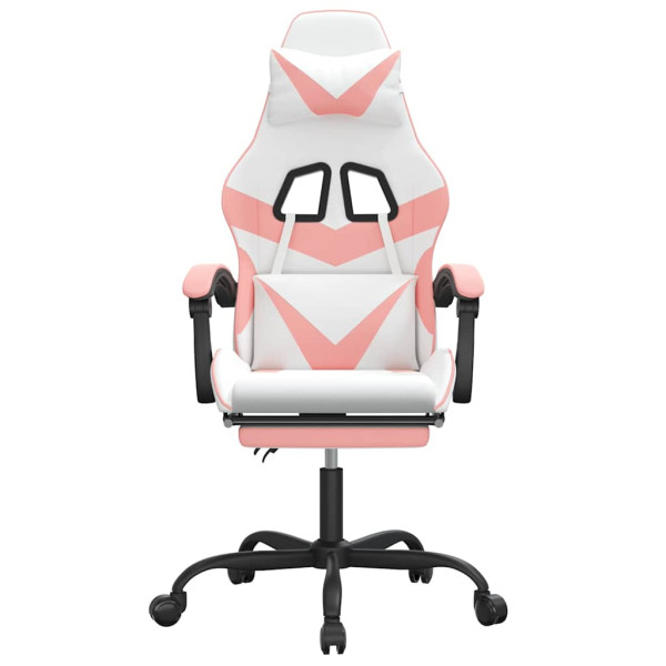 Fotel Gamingowy z Ekoskóry z Podnóżkiem Ergonomiczny Biało-Różowy do Biurka, 9442213