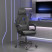 Fotel Gamingowy z Ekoskóry z Podnóżkiem Ergonomiczny Czarny do Biurka, 9442360