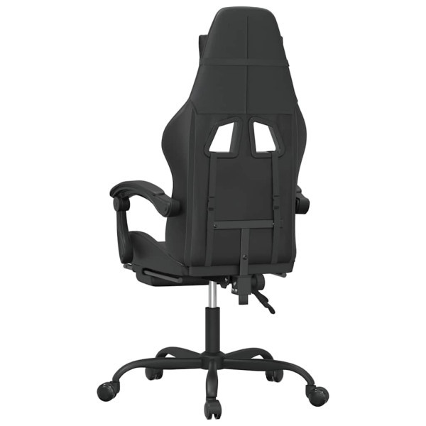 Fotel Gamingowy z Ekoskóry z Podnóżkiem Ergonomiczny Czarny do Biurka, 9442363