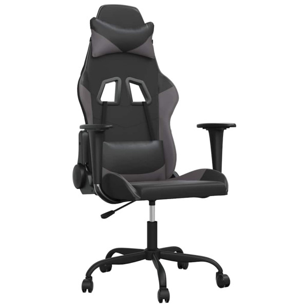 Fotel Gamingowy z Ekoskóry Ergonomiczny Czarno-Szary do Biurka dla Gracza, 9442421