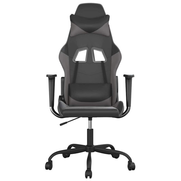 Fotel Gamingowy z Ekoskóry Ergonomiczny Czarno-Szary do Biurka dla Gracza, 9442423