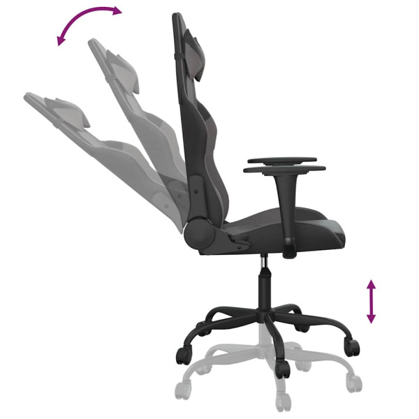 Fotel Gamingowy z Ekoskóry Ergonomiczny Czarno-Szary do Biurka dla Gracza, 9442426