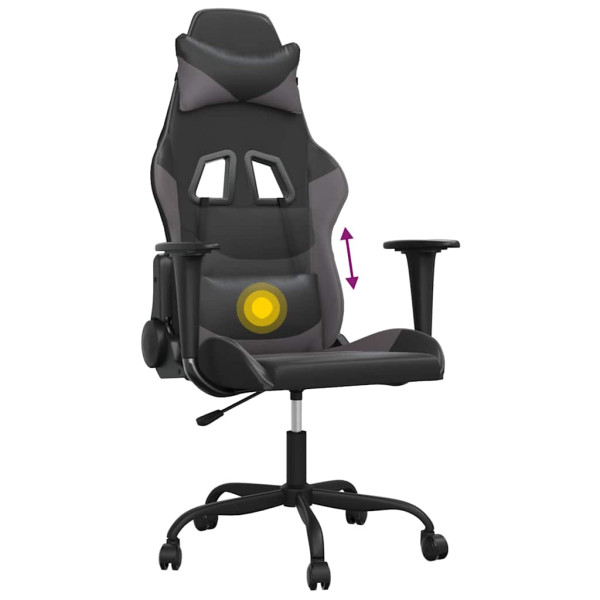Fotel Gamingowy z Ekoskóry Ergonomiczny Czarno-Szary do Biurka dla Gracza, 9442427