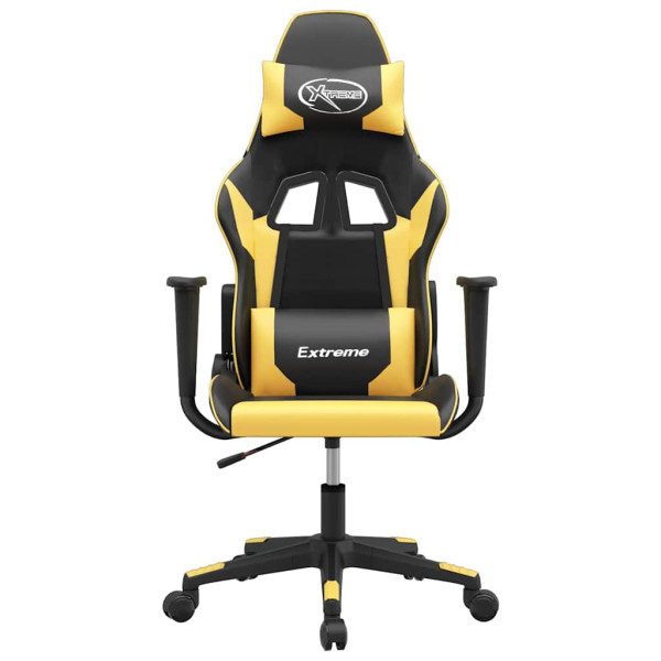 Fotel Gamingowy z Ekoskóry Ergonomiczny Czarno-Złoty do Biurka dla Gracza, 9442450