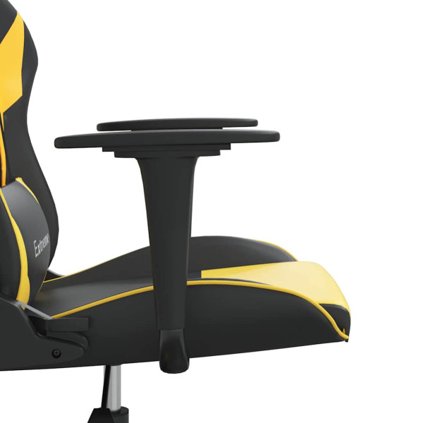 Fotel Gamingowy z Ekoskóry Ergonomiczny Czarno-Złoty do Biurka dla Gracza, 9442457