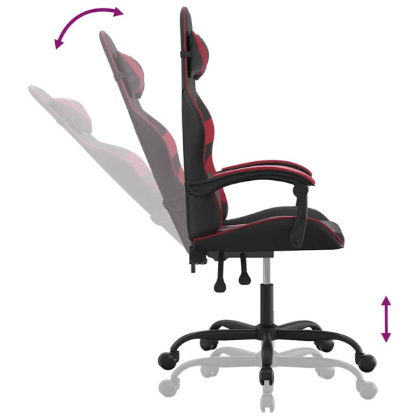Fotel Gamingowy z Ekoskóry Obrotowy Ergonomiczny Czarno-Czerwony do Biurka, 9442566