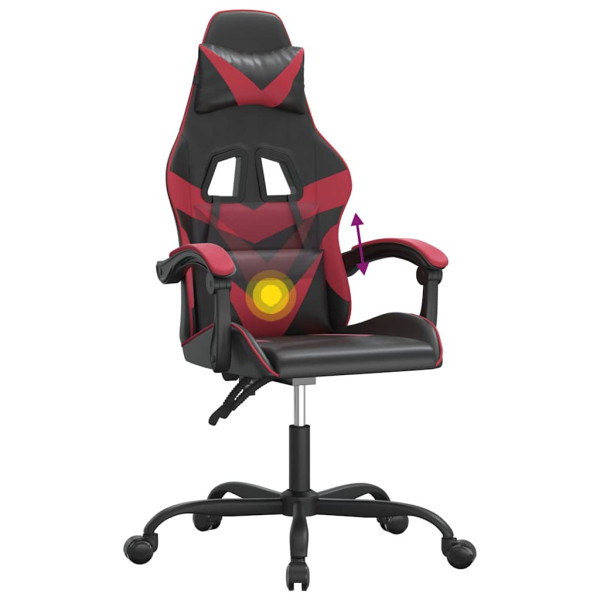 Fotel Gamingowy z Ekoskóry Obrotowy Ergonomiczny Czarno-Czerwony do Biurka, 9442567