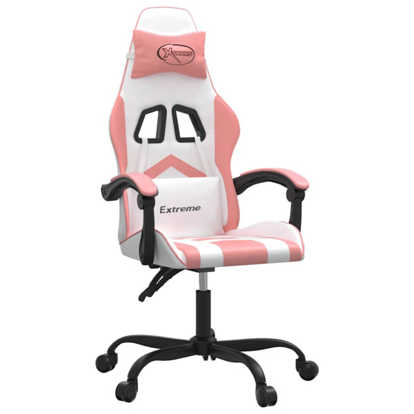 Fotel Gamingowy z Ekoskóry Obrotowy Ergonomiczny Biało-Różowy do Biurka, 9442586