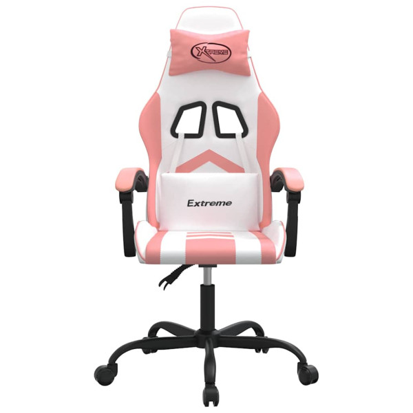 Fotel Gamingowy z Ekoskóry Obrotowy Ergonomiczny Biało-Różowy do Biurka, 9442588