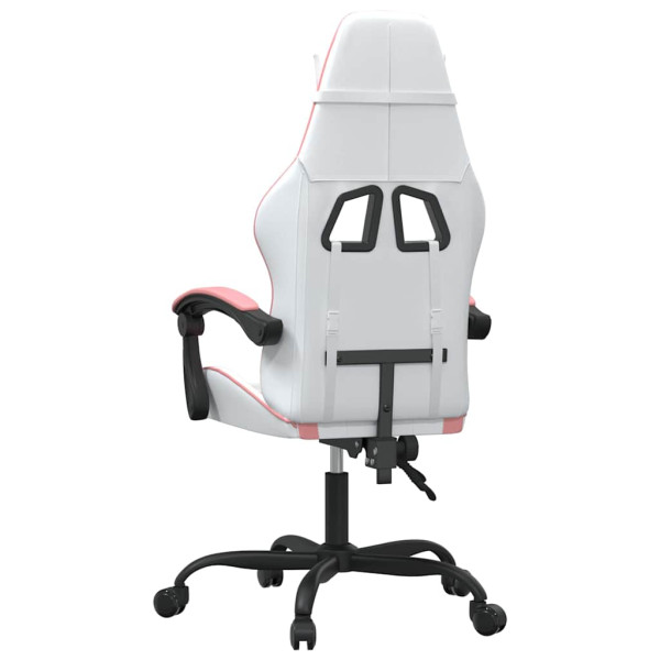 Fotel Gamingowy z Ekoskóry Obrotowy Ergonomiczny Biało-Różowy do Biurka, 9442590
