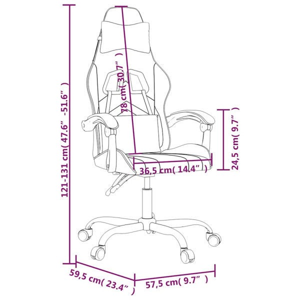 Fotel Gamingowy z Ekoskóry Obrotowy Ergonomiczny Biało-Różowy do Biurka, 9442599
