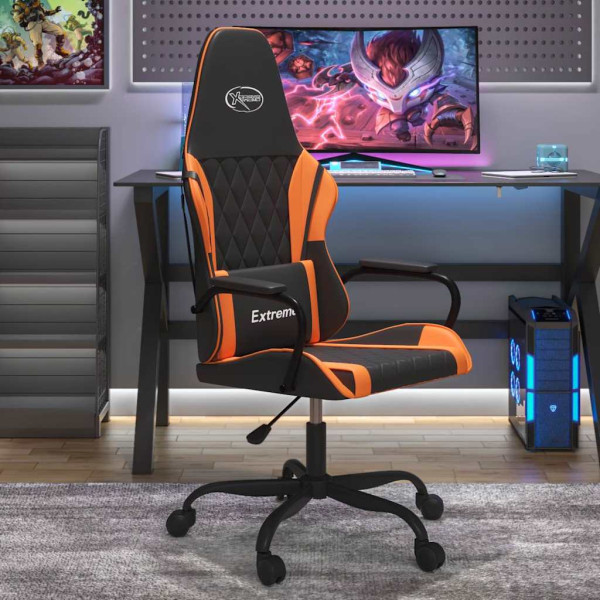 Fotel Gamingowy z Ekoskóry Ergonomiczny Czarno-Pomarańczowy do Biurka, 9442629