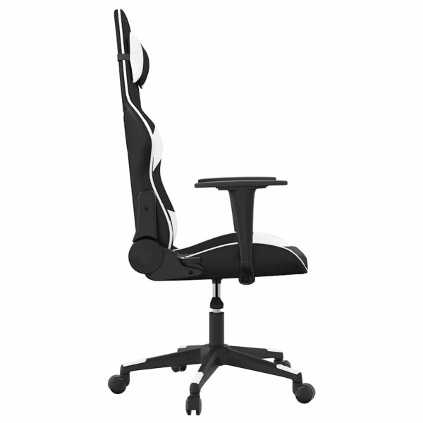 Fotel Gamingowy z Ekoskóry Ergonomiczny Czarno-Biały do Biurka dla Gracza, 9442729