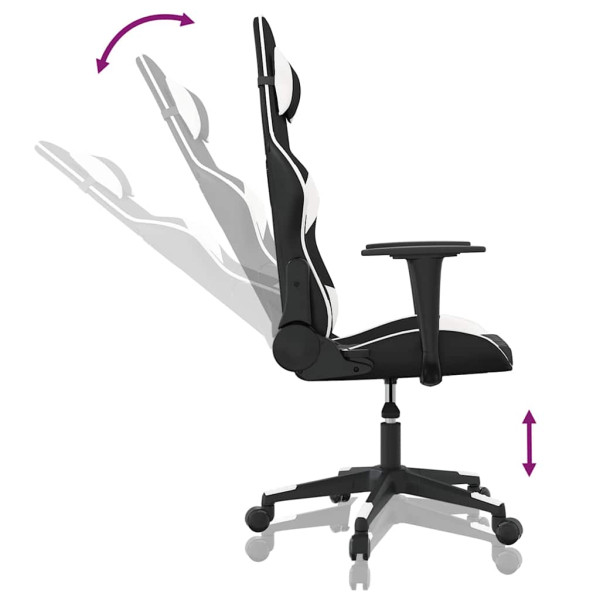 Fotel Gamingowy z Ekoskóry Ergonomiczny Czarno-Biały do Biurka dla Gracza, 9442731