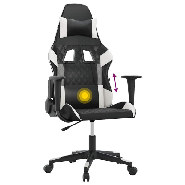 Fotel Gamingowy z Ekoskóry Ergonomiczny Czarno-Biały do Biurka dla Gracza, 9442732