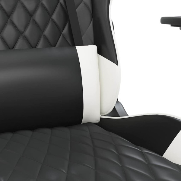 Fotel Gamingowy z Ekoskóry Ergonomiczny Czarno-Biały do Biurka dla Gracza, 9442733