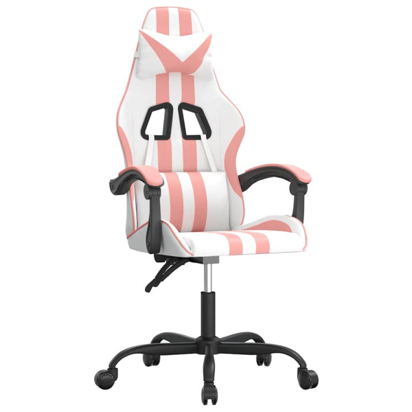 Fotel Gamingowy z Ekoskóry Ergonomiczny Biało-Różowy do Biurka dla Gracza, 9442738
