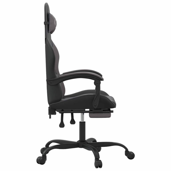 Fotel Gamingowy z Ekoskóry z Podnóżkiem Ergonomiczny Czarno-Szary do Biurka, 9442806