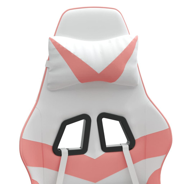 Fotel Gamingowy z Ekoskóry z Podnóżkiem Obrotowy Biało-Różowy do Biurka, 9442826
