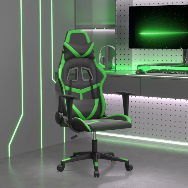 Fotel Gamingowy z Ekoskóry Ergonomiczny Czarno-Zielony do Biurka dla Gracza, 9442834