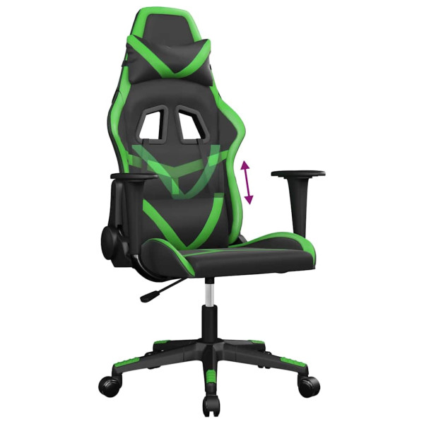 Fotel Gamingowy z Ekoskóry Ergonomiczny Czarno-Zielony do Biurka dla Gracza, 9442839