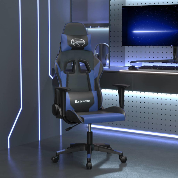 Fotel Gamingowy z Ekoskóry Ergonomiczny Czarno-Niebieski do Biurka, 9442884