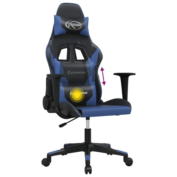 Fotel Gamingowy z Ekoskóry Ergonomiczny Czarno-Niebieski do Biurka, 9442888