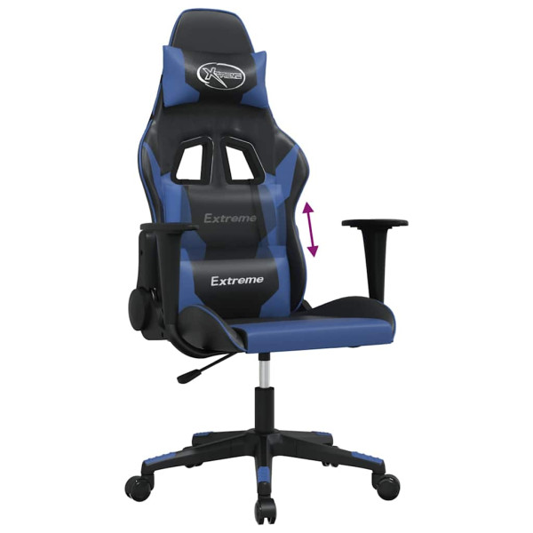 Fotel Gamingowy z Ekoskóry Ergonomiczny Czarno-Niebieski do Biurka, 9442889