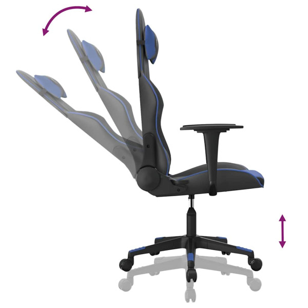Fotel Gamingowy z Ekoskóry Ergonomiczny Czarno-Niebieski do Biurka, 9442890