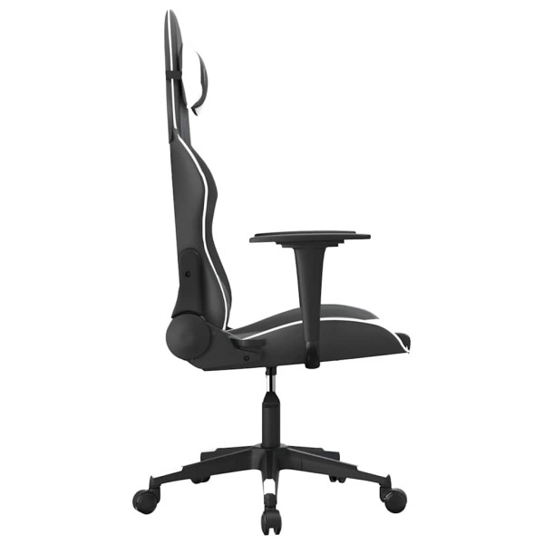 Fotel Gamingowy z Ekoskóry Ergonomiczny Czarno-Biały do Biurka dla Gracza, 9442916