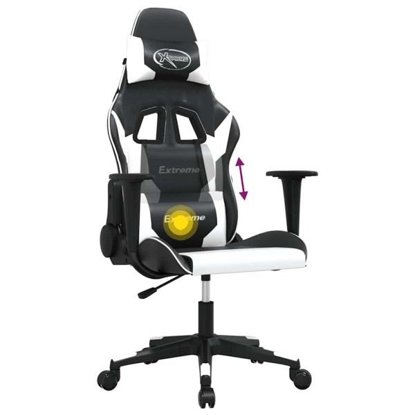 Fotel Gamingowy z Ekoskóry Ergonomiczny Czarno-Biały do Biurka dla Gracza, 9442917