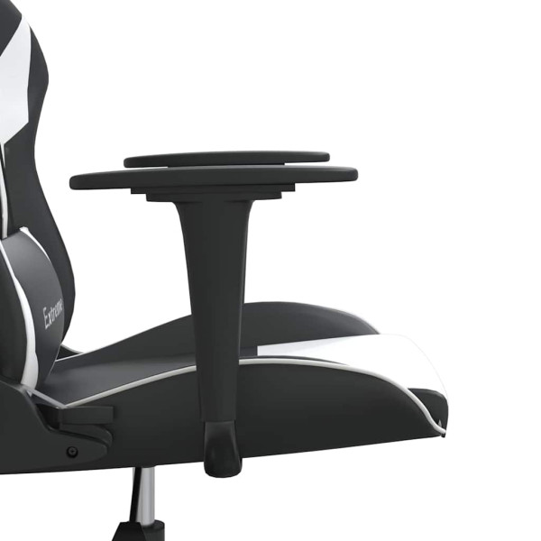Fotel Gamingowy z Ekoskóry Ergonomiczny Czarno-Biały do Biurka dla Gracza, 9442924