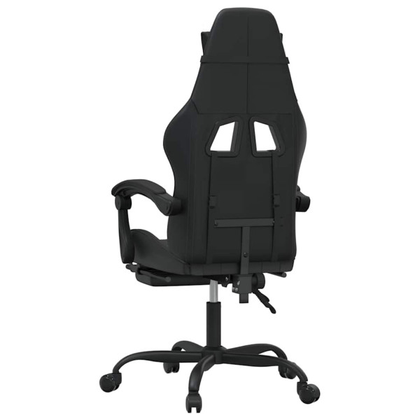 Fotel Gamingowy z Ekoskóry z Podnóżkiem Ergonomiczny Czarny do Biurka, 9442947