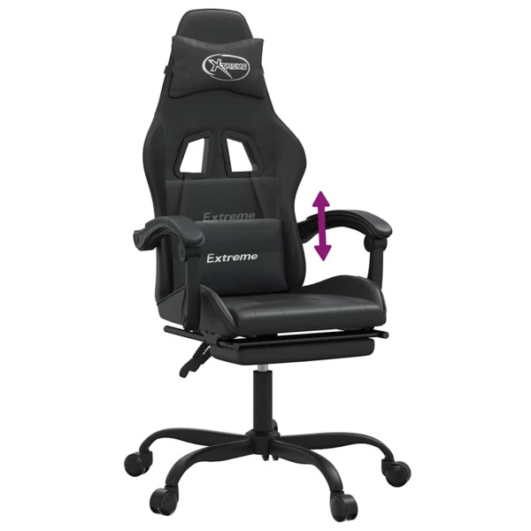Fotel Gamingowy z Ekoskóry z Podnóżkiem Ergonomiczny Czarny do Biurka, 9442950
