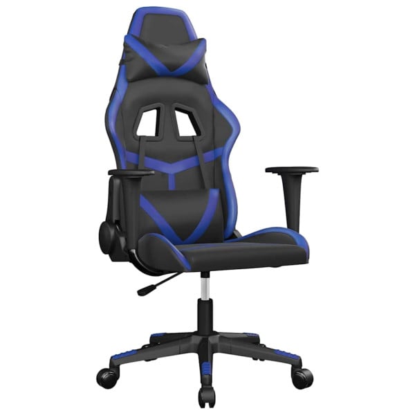 Fotel Gamingowy z Ekoskóry Ergonomiczny Czarno-Niebieski do Biurka, 9443034