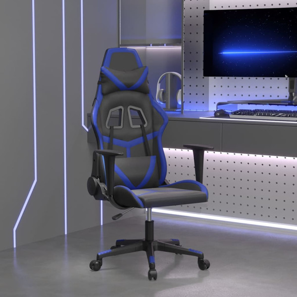 Fotel Gamingowy z Ekoskóry Ergonomiczny Czarno-Niebieski do Biurka, 9443035