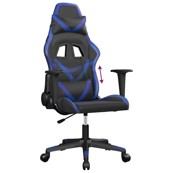 Fotel Gamingowy z Ekoskóry Ergonomiczny Czarno-Niebieski do Biurka, 9443040
