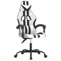 Fotel Gamingowy z Ekoskóry Obrotowy Ergonomiczny Biało-Czarny do Biurka