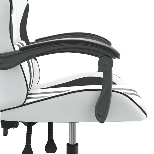 Fotel Gamingowy z Ekoskóry Obrotowy Ergonomiczny Biało-Czarny do Biurka, 9443137