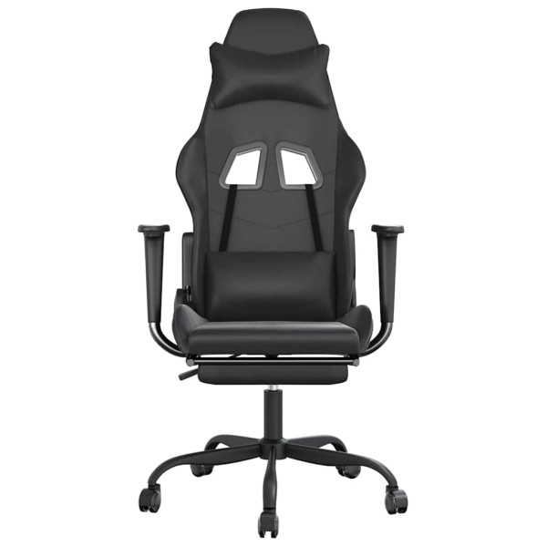 Fotel Gamingowy z Ekoskóry z Podnóżkiem Ergonomiczny Czarny do Biurka, 9443148