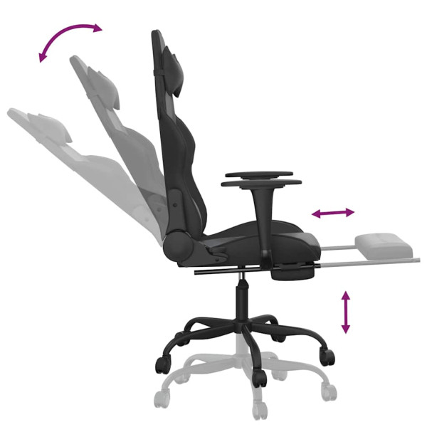 Fotel Gamingowy z Ekoskóry z Podnóżkiem Ergonomiczny Czarny do Biurka, 9443151