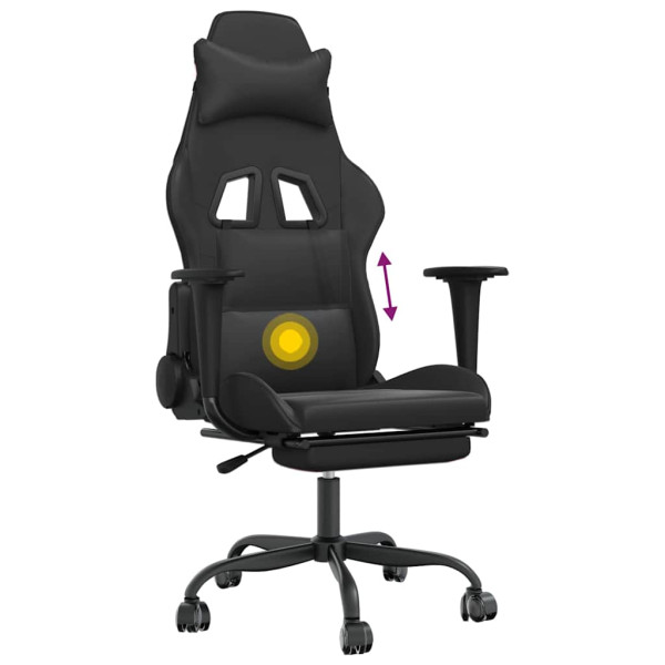 Fotel Gamingowy z Ekoskóry z Podnóżkiem Ergonomiczny Czarny do Biurka, 9443152