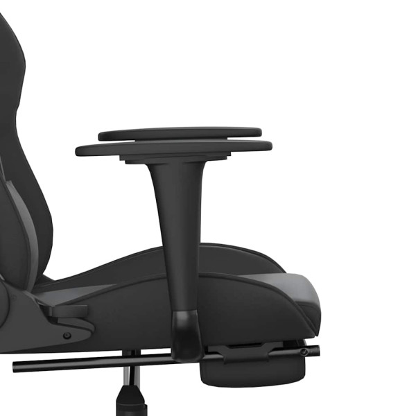 Fotel Gamingowy z Ekoskóry z Podnóżkiem Ergonomiczny Czarny do Biurka, 9443155