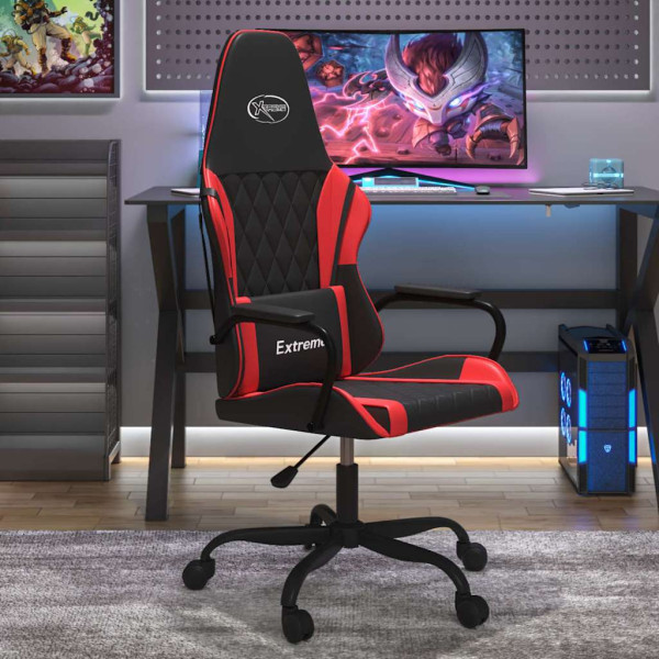 Fotel Gamingowy z Ekoskóry Ergonomiczny Czarno-Czerwony do Biurka, 9443188