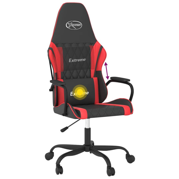 Fotel Gamingowy z Ekoskóry Ergonomiczny Czarno-Czerwony do Biurka, 9443193