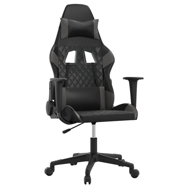 Fotel Gamingowy z Ekoskóry Ergonomiczny Czarno-Szary do Biurka dla Gracza, 9443201