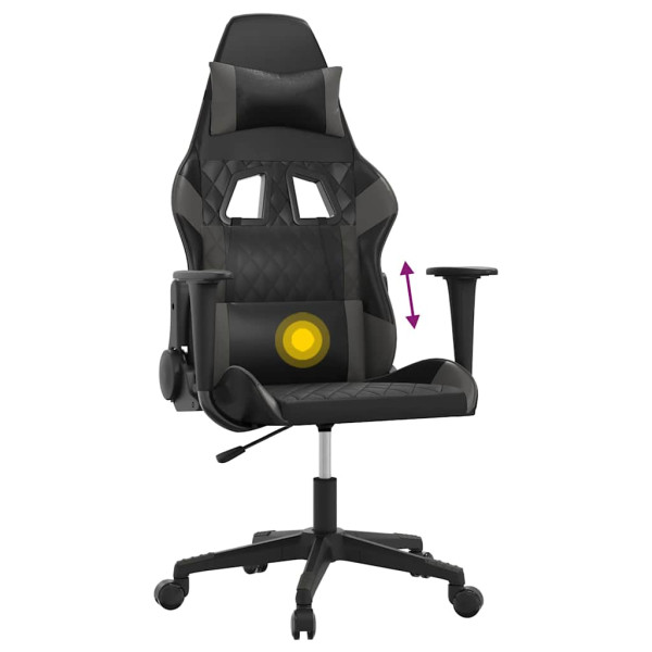 Fotel Gamingowy z Ekoskóry Ergonomiczny Czarno-Szary do Biurka dla Gracza, 9443207