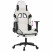 Fotel Gamingowy z Ekoskóry z Podnóżkiem Ergonomiczny Biało-Czarny do Biurka, 9443220
